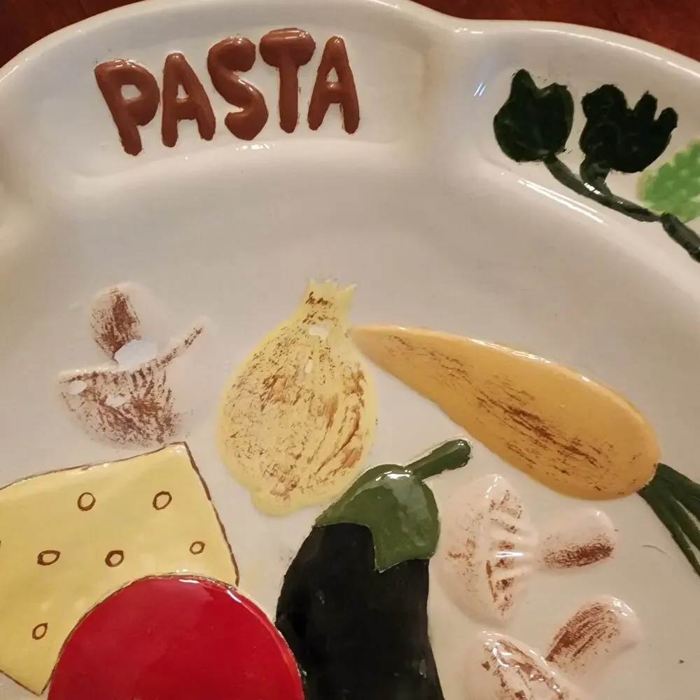 Ceramic Pasta Bowl Veggies Handpainted